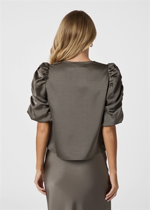 Elba heavy sateen bluse Warm Grey Neo Noir 